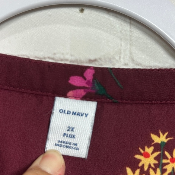 Old Navy Blouse BoHo Sheer Peasant long sleeve floral whimsical blouse sz 2X GUC - Picture 2 of 4